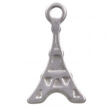 Breloque Acier Inoxydable Tour Eiffel (12 x 7 mm) Argent Antique (10 pièces)