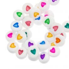 Perles Lettres Acryliques Coeur (7 x 4 mm) White-Mix Color (200 pièces)