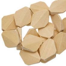 Perles en Bois Naturel Losange Facettés (27  x 22 mm) 10 pièces