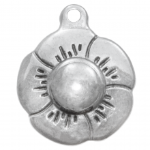 Breloque Acier Inoxydable Fleur (18 x 16 mm) Argent Antique (4 pièces)