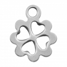 Breloque Acier Inoxydable Trèfle (13 x 10 mm) Argent Antique (20 pièces)