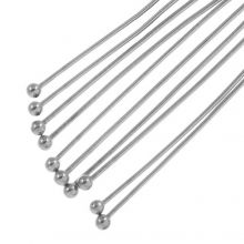 Clous Tête Boule Acier Inoxydable  (40 x 0.7 mm) Argent Antique (25 pièces) 