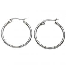 Boucles d'Oreilles Acier Inoxydable (25 mm) Argent Antique (2 pièces)