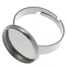 Bague Réglable Acier Inoxydable (14 mm) Argent Antique (5 pièces)