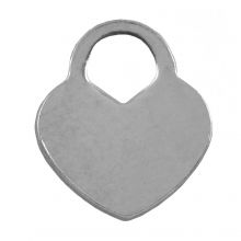 Breloque Acier Inoxydable Coeur (11 x 10 mm) Argent Antique (25 pièces)