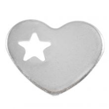 Breloque Acier Inoxydable Coeur (12 x 10 mm) Argent Antique (25 pièces)