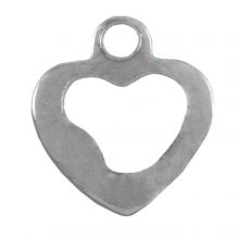 Breloque Acier Inoxydable Coeur (10 x 9 mm) Argent Antique (50 pièces)