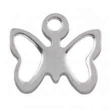 Breloque Acier Inoxydable Papillon (10 x 9 mm) Argent Antique (25 pièces)