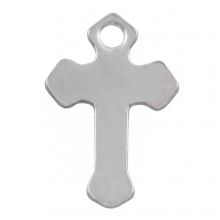 Breloque Acier Inoxydable Croix (15 x 10 mm) Argent Antique (50 pièces)