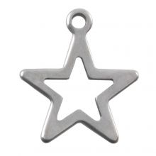 Breloque Acier Inoxydable Étoile (14 x 12 mm) Argent Antique (50 pièces)