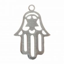 Breloque Acier Inoxydable Hamsa (19 x 13 mm) Argent Antique (2 pièces)