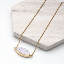 Collier Acier Inoxydable avec Pendentif Marbre Blanc (45 cm) or (1 pièce)