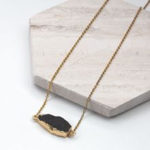 Collier Acier Inoxydable avec Pendentif Druzy Black (45 cm) or (1 pièce)