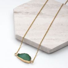 Collier Acier Inoxydable avec Pendentif Druzy Green (45 cm) or (1 pièce)