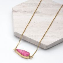 Collier Acier Inoxydable avec Pendentif Druzy Pink (45 cm) or (1 pièce)