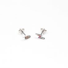 Clous d'oreilles Foudre avec Perles en Strass Arc-en-Ciel (10 x 4 mm) Argent (2 pièces)