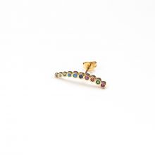 Clous d'oreilles Barre avec Perles en Strass Arc-en-Ciel (21 x 4 mm) Or (1 pièce)