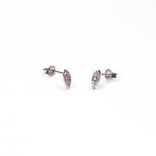 Clous d'oreilles Œil avec Perles en Strass Rose (7,5 x 3,5 mm) Argent (2 pièces)