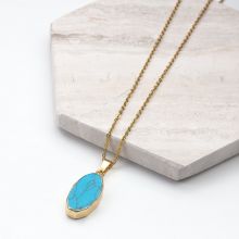 Collier Acier Inoxydable avec Pendentif Marbre Bleu (45 cm) or (1 pièce)