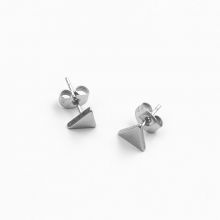 Clous d'Oreilles Acier Inoxydable Triangle (9,5 x 7 mm) Argent Antique (2 pièces)