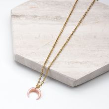 Collier Acier Inoxydable avec Pendentif Corne Pink (45 cm) Or (1 pièce)